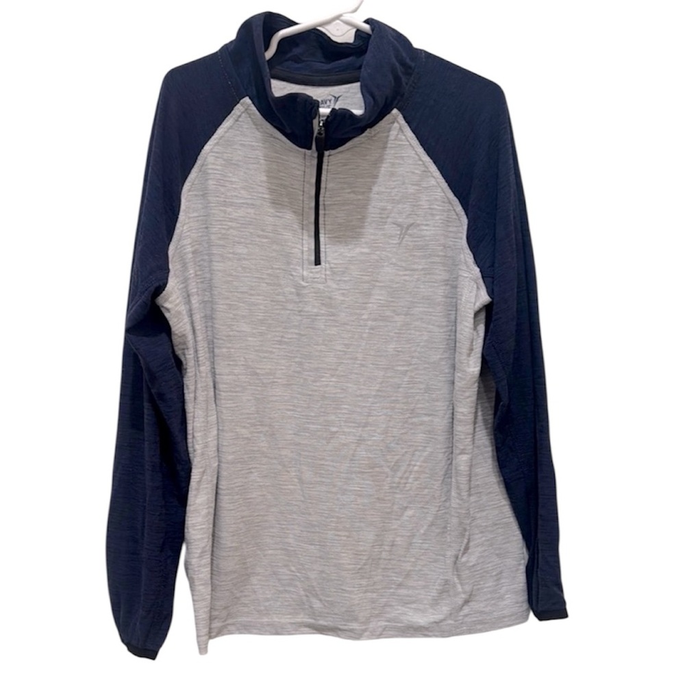 Old Navy Gray and Blue Quarter-Zip Athletic top Boys Medium size 8